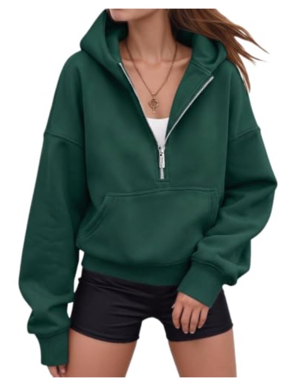 Women's Oversized Half Zip Hoodie with Pocket Fleece Sweatshirt